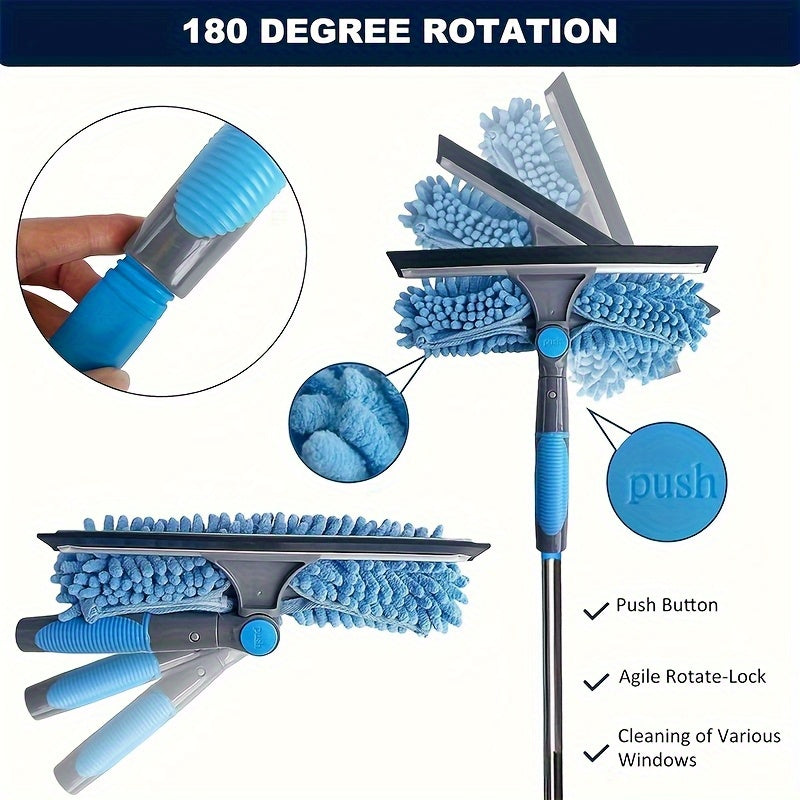 2-in-1 Extendable High Window Cleaning Kit with Squeegee