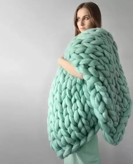 Chunky Knit Wool Blanket For Every Room, Soft And Warm, Perfect For Sofa And Bed