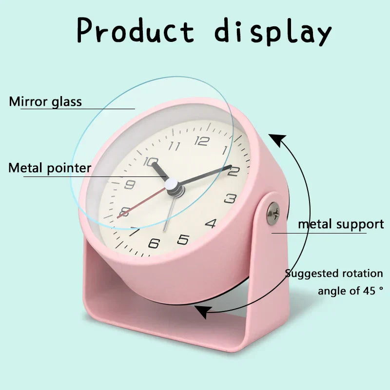 Creative Minimalist Metal Quartz Desk Alarm Clock