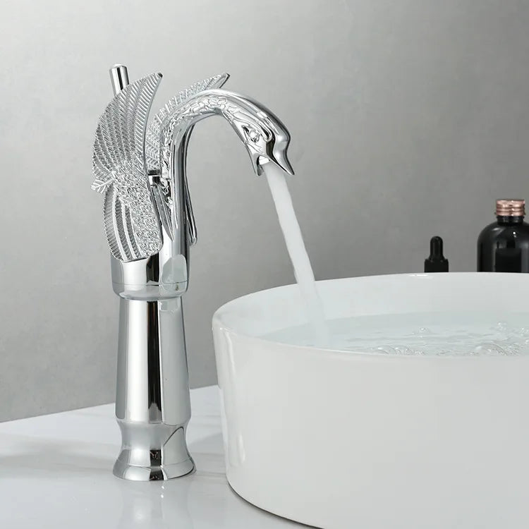 AuroraLuxHome Swan Single Handle Golden Basin Faucet