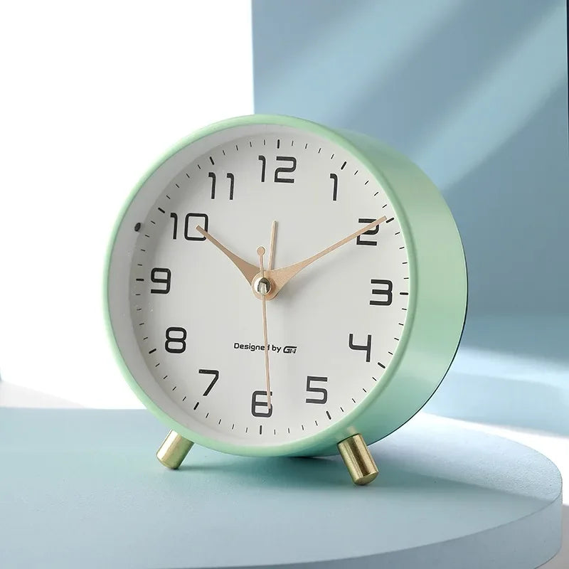 Nordic Frosted Metal Digital Alarm Clock with Silent Design