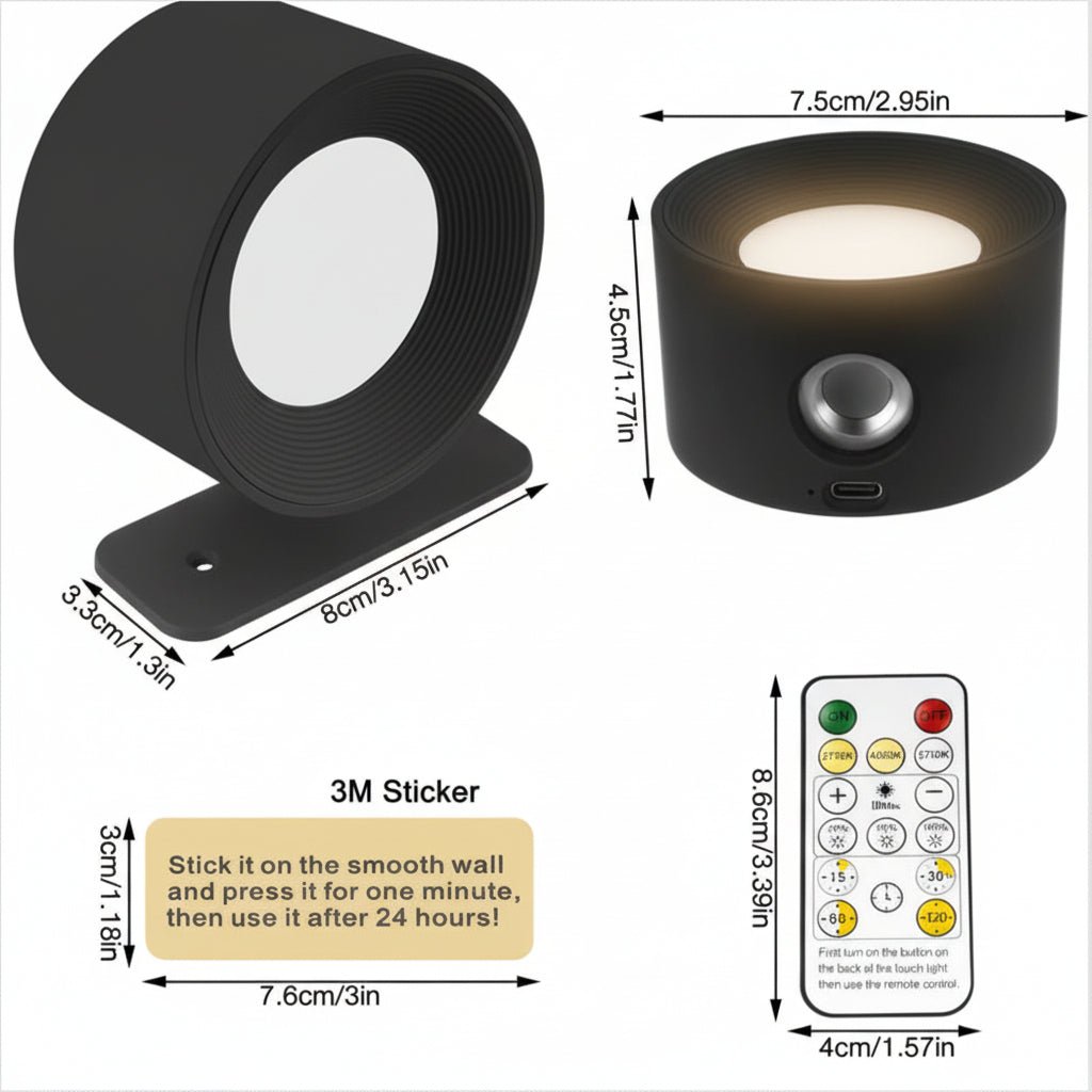 Wireless Nordic wall lamp with remote control