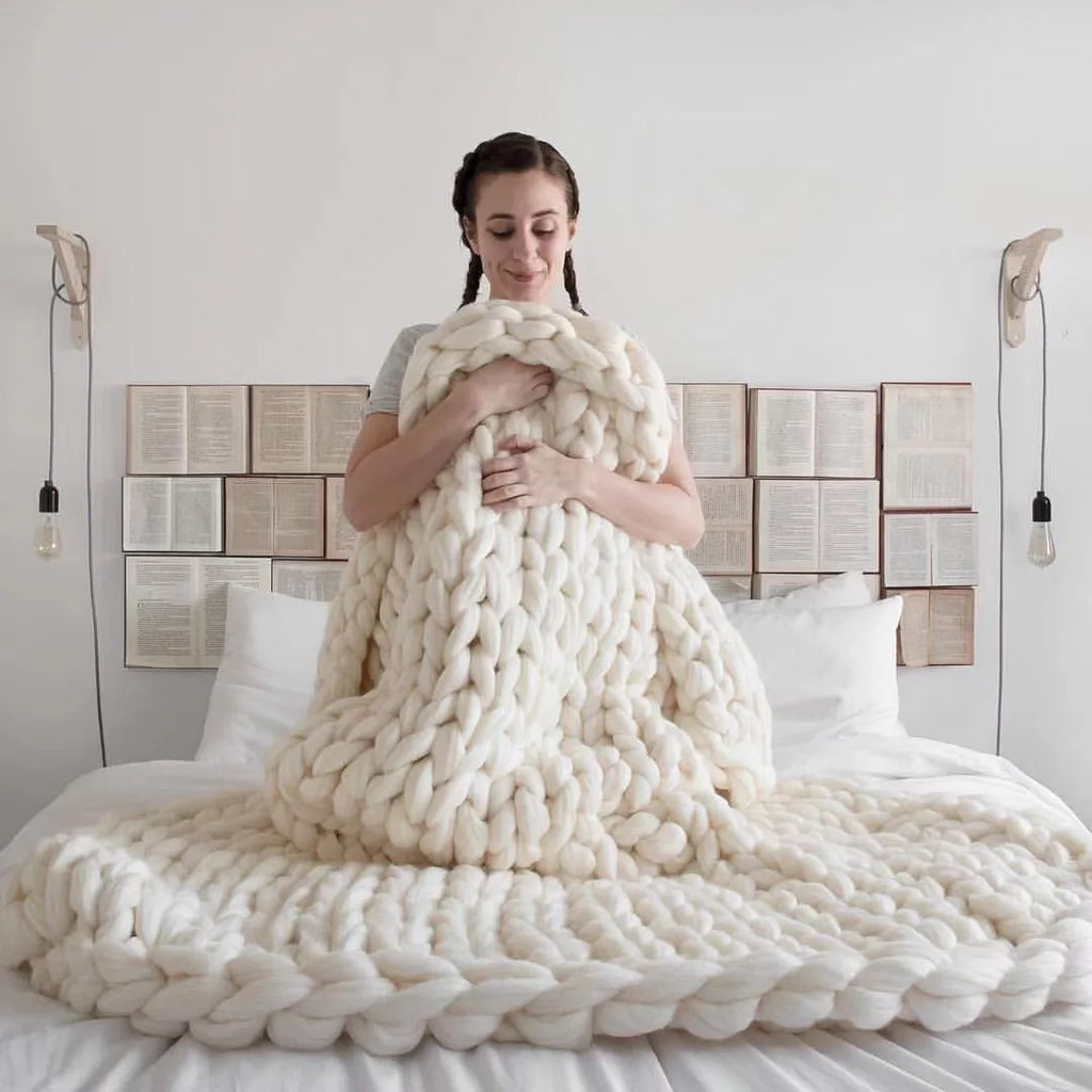 Chunky Knit Wool Blanket For Every Room, Soft And Warm, Perfect For Sofa And Bed