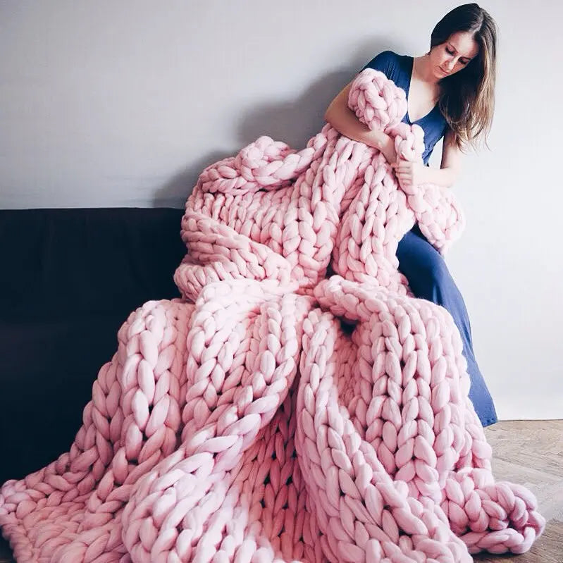Chunky Knit Wool Blanket For Every Room, Soft And Warm, Perfect For Sofa And Bed
