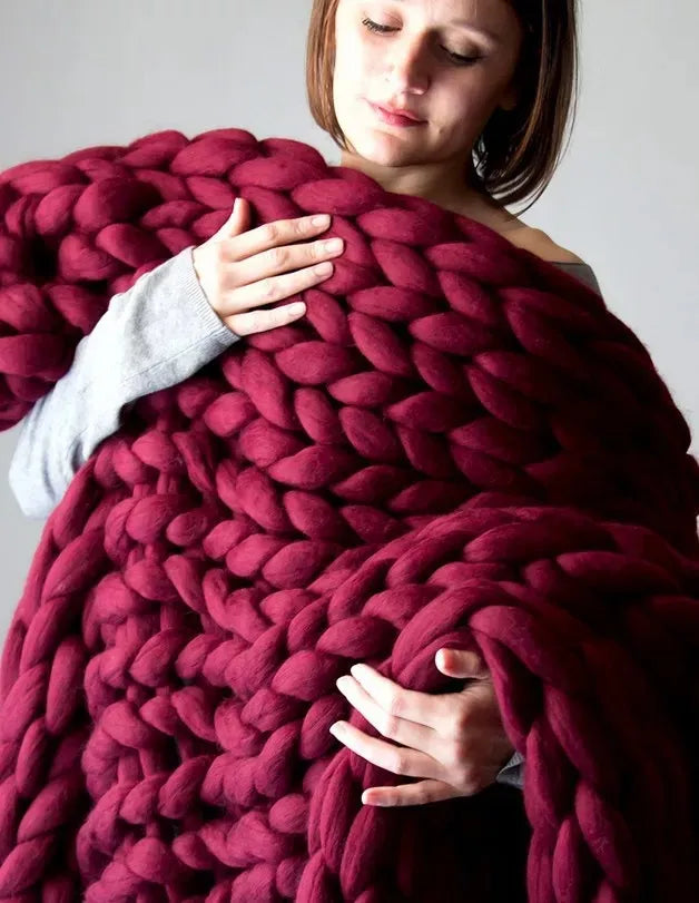 Chunky Knit Wool Blanket For Every Room, Soft And Warm, Perfect For Sofa And Bed