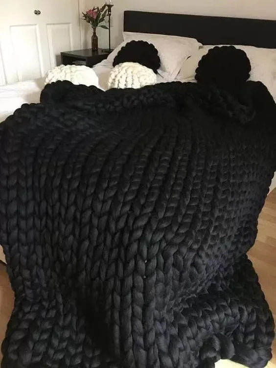 Chunky Knit Wool Blanket For Every Room, Soft And Warm, Perfect For Sofa And Bed