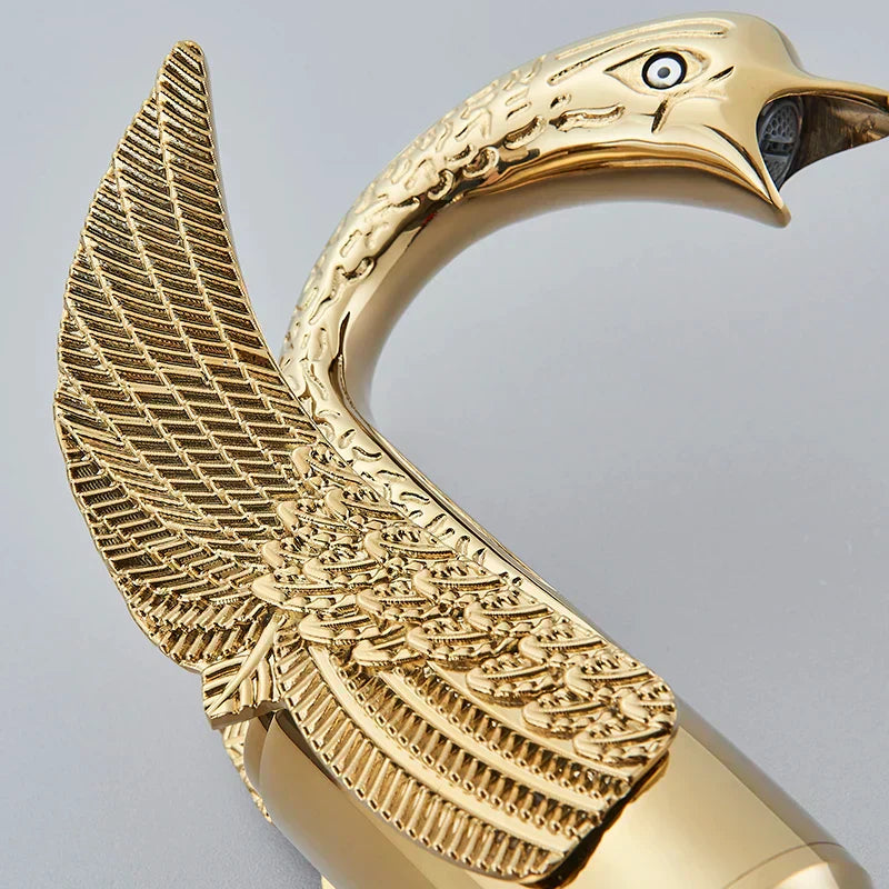 AuroraLuxHome Swan Single Handle Golden Basin Faucet
