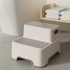 Two-Step Folding Stool - Anti-Slip Surface - Portable - Bathroom & Kitchen Use - Grey