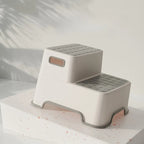 Two-Step Folding Stool - Anti-Slip Surface - Portable - Bathroom & Kitchen Use - Grey