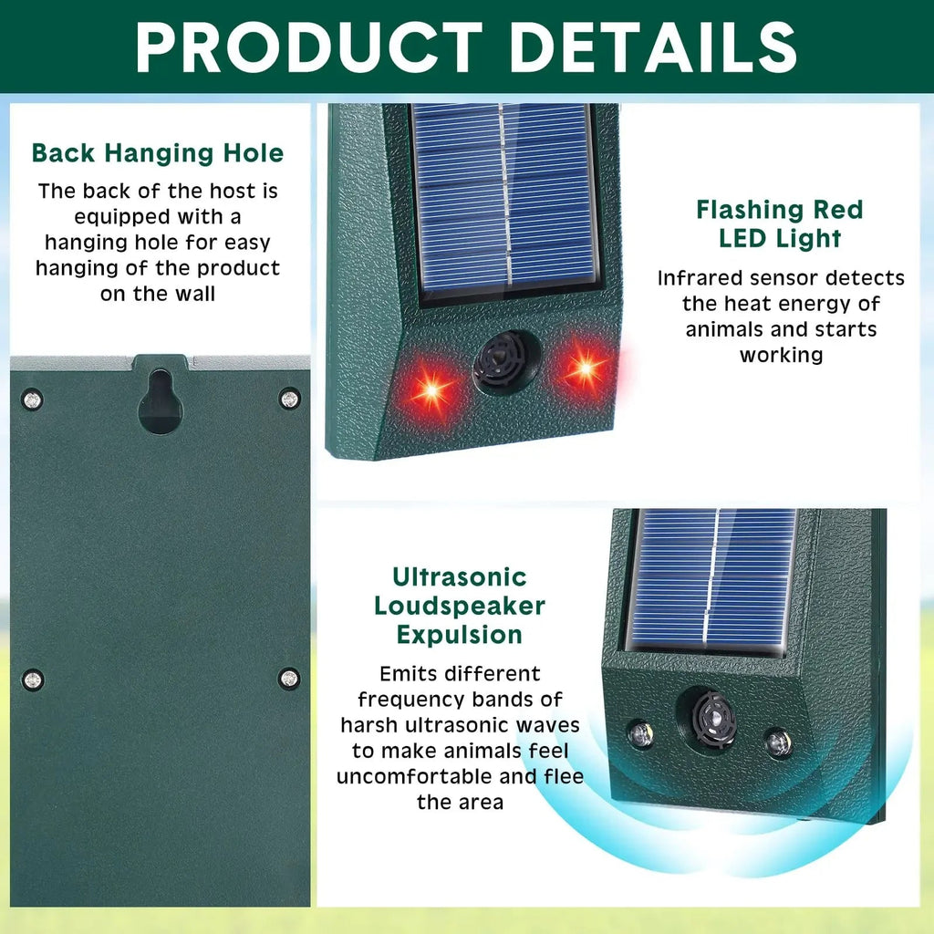 Solar Ultrasonic Motion-Detect Bird Repellent