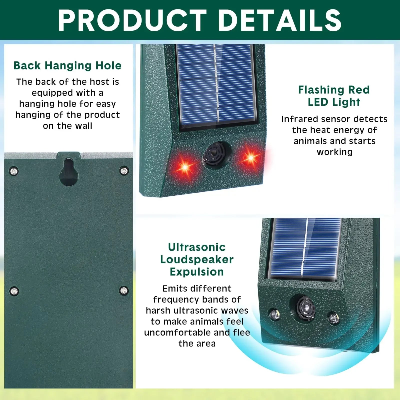 Solar Ultrasonic Motion-Detect Bird Repellent