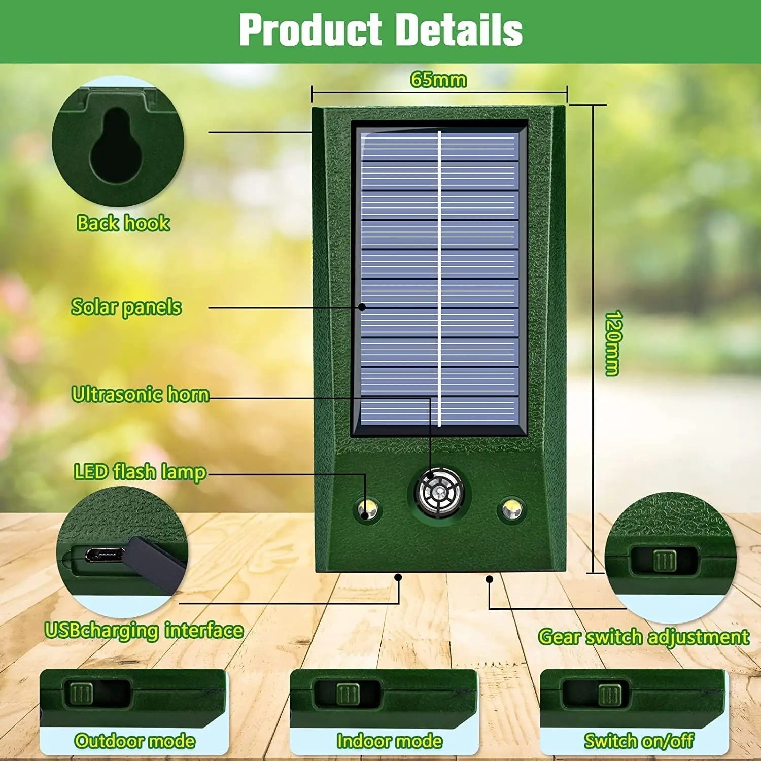 Solar Ultrasonic Motion-Detect Bird Repellent