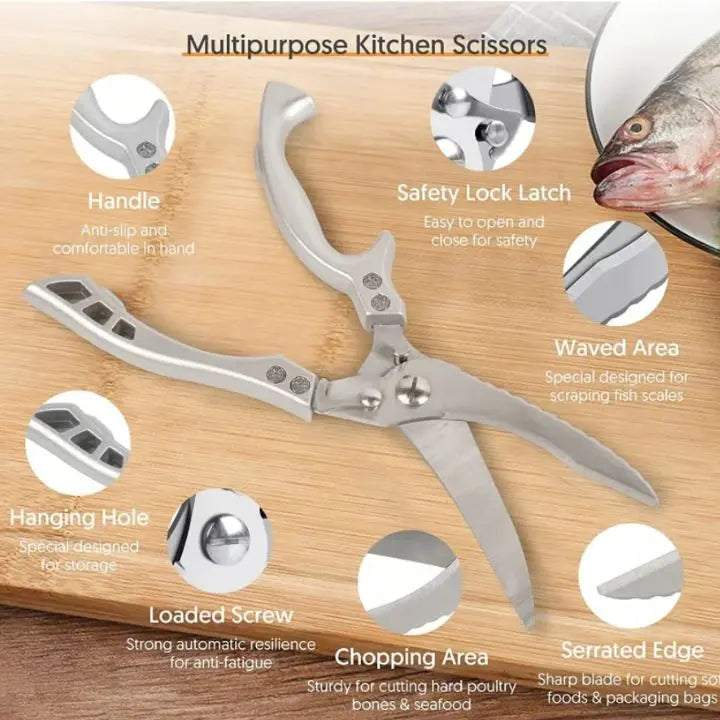 Ironclad Kitchen Scissors - Stainless Steel And Effortless Cutting