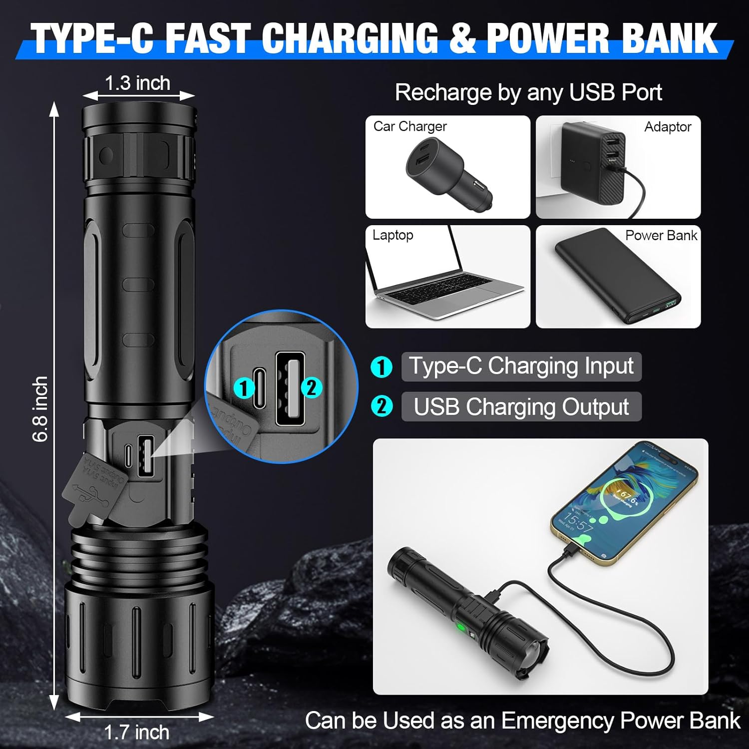 High-Performance Rechargeable Flashlight