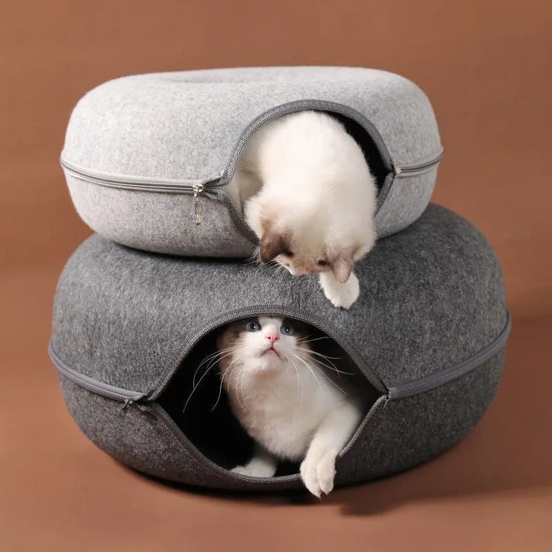 Cozy Large Cat Tunnel Bed For Interactive Play And Sleep Area