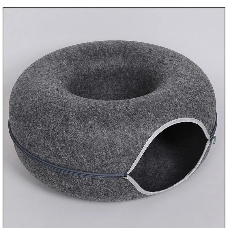 Cozy Large Cat Tunnel Bed For Interactive Play And Sleep Area