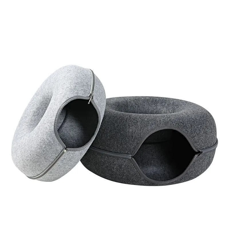 Cozy Large Cat Tunnel Bed For Interactive Play And Sleep Area