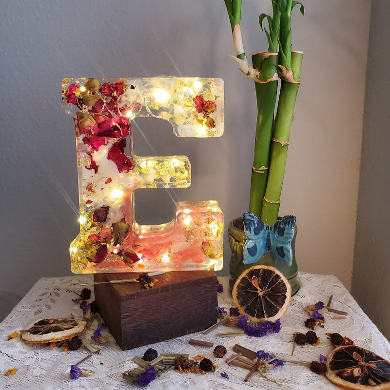 FloraGlow Dried Flower Letters Night Light For Home Decor