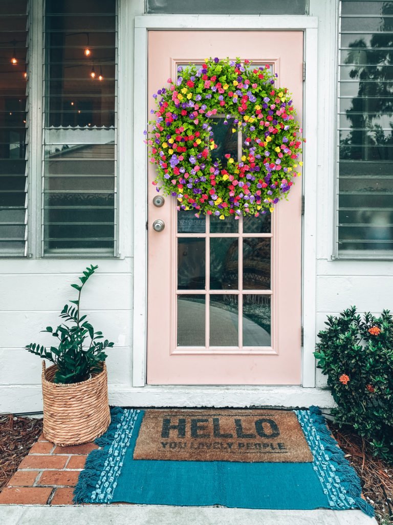 MeadowAura BloomWreath Spring And Summer Front Door Wreath Floral Grapevine Accent
