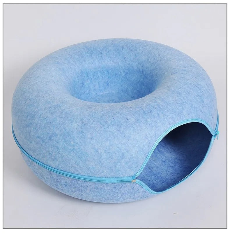 Cozy Large Cat Tunnel Bed For Interactive Play And Sleep Area