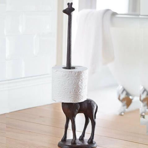TwigaRoll Freestanding Giraffe Toilet Paper Holder Made Of Cast Iron