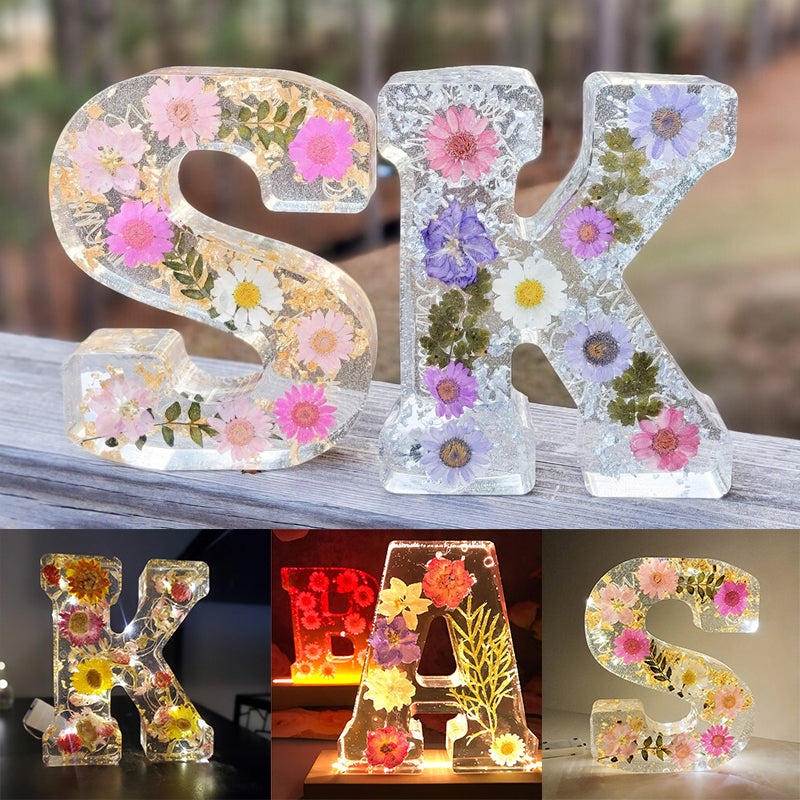 FloraGlow Dried Flower Letters Night Light For Home Decor