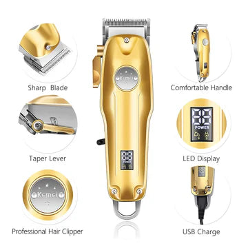 LuxeClip Pro Gold Cordless Hair Clippers For Men Set