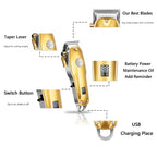 LuxeClip Pro Gold Cordless Hair Clippers For Men Set