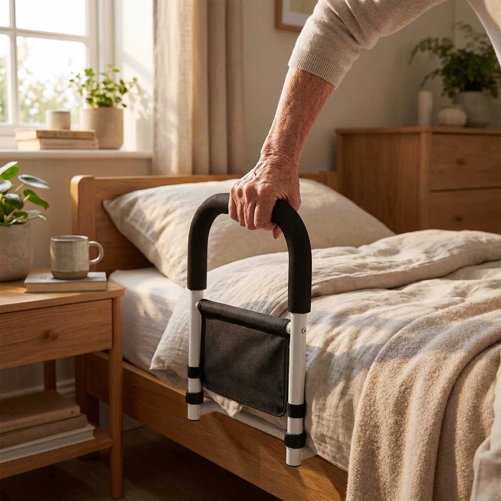 Bed Rail for Elderly - Reinforced Steel - Padded Grip - Tool-Free - Regular, Side & Adjustable