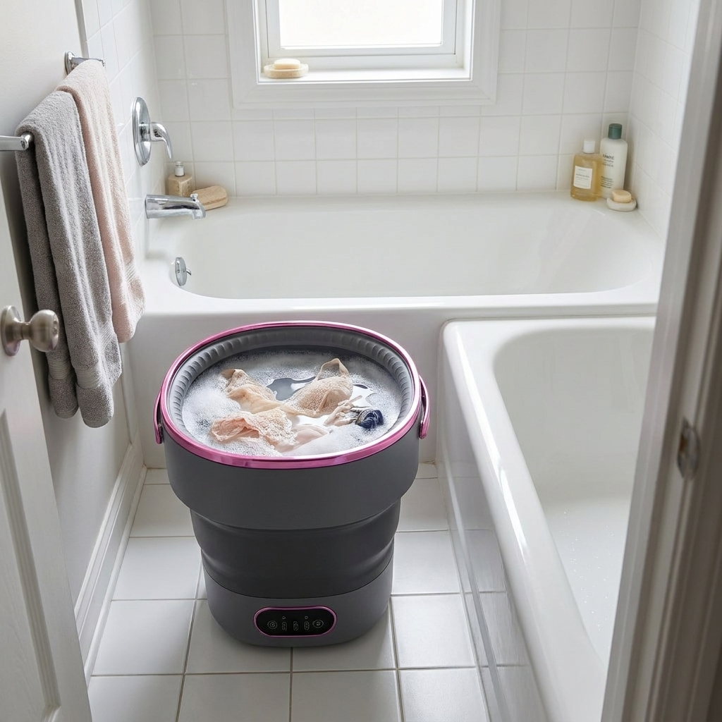 Foldable Washing Machine - 5 Wash Modes - Delicate Fabrics - 40dB - Compact & Portable