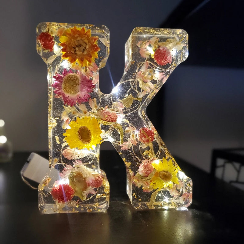 FloraGlow Dried Flower Letters Night Light For Home Decor