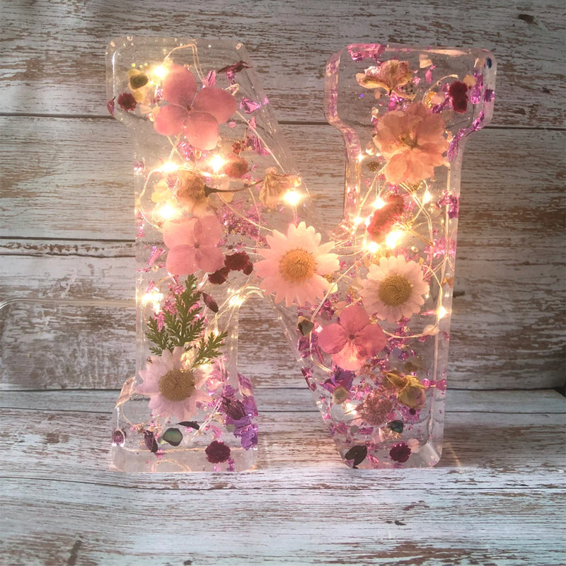 FloraGlow Dried Flower Letters Night Light For Home Decor