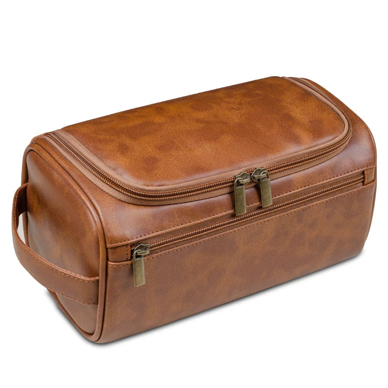 VoyageNest Luxury Leather Toiletry Bag With Waterproof Lining And YKK Zippers