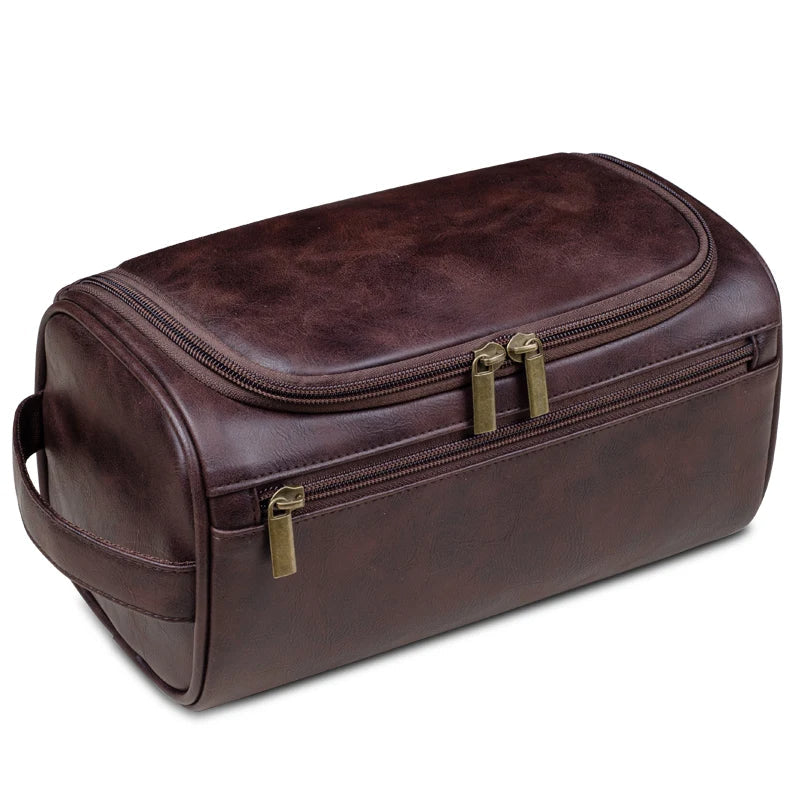 VoyageNest Luxury Leather Toiletry Bag With Waterproof Lining And YKK Zippers