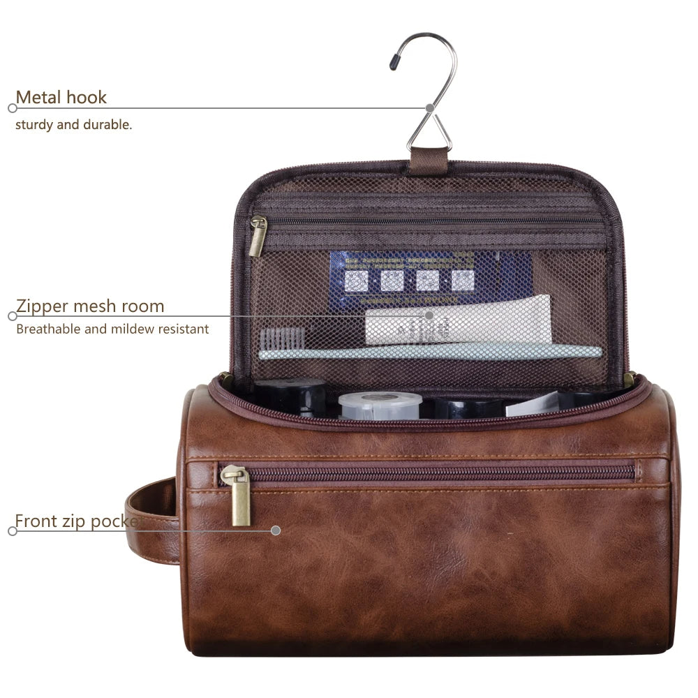 VoyageNest Luxury Leather Toiletry Bag With Waterproof Lining And YKK Zippers