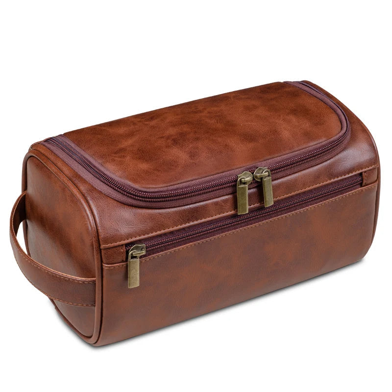 VoyageNest Luxury Leather Toiletry Bag With Waterproof Lining And YKK Zippers