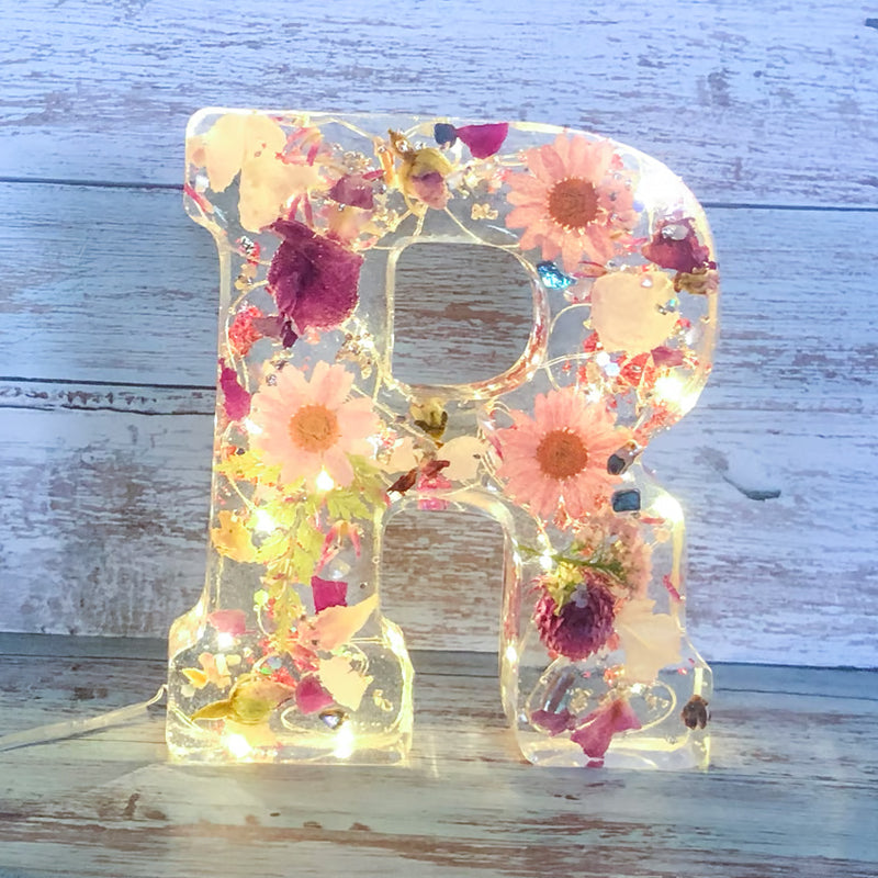 FloraGlow Dried Flower Letters Night Light For Home Decor