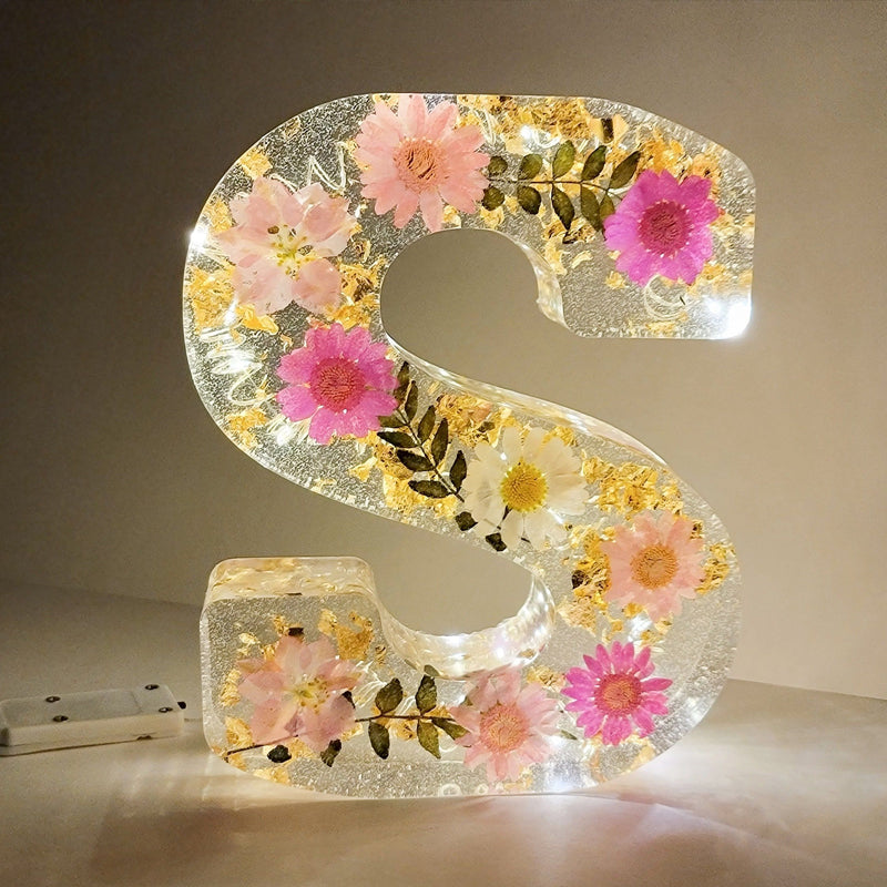 FloraGlow Dried Flower Letters Night Light For Home Decor