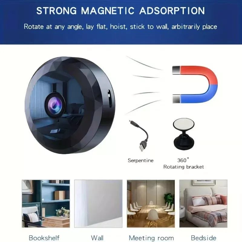 ApexGuard Magnetic Mini WiFi Camera 1080P HD With Night Vision And Motion Detection