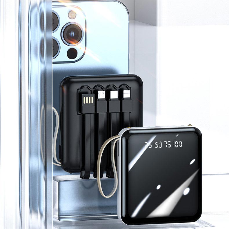 AeroCharge Fast Charge 20000mAh Mini Powerbank With Integrated Cables
