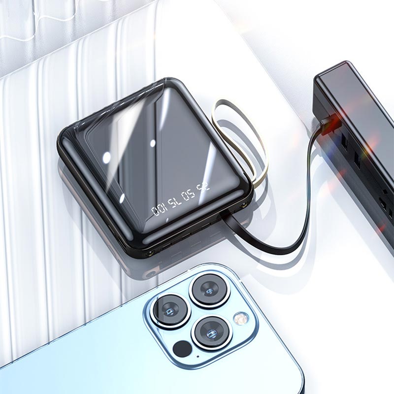 AeroCharge Fast Charge 20000mAh Mini Powerbank With Integrated Cables