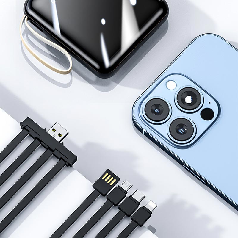 AeroCharge Fast Charge 20000mAh Mini Powerbank With Integrated Cables
