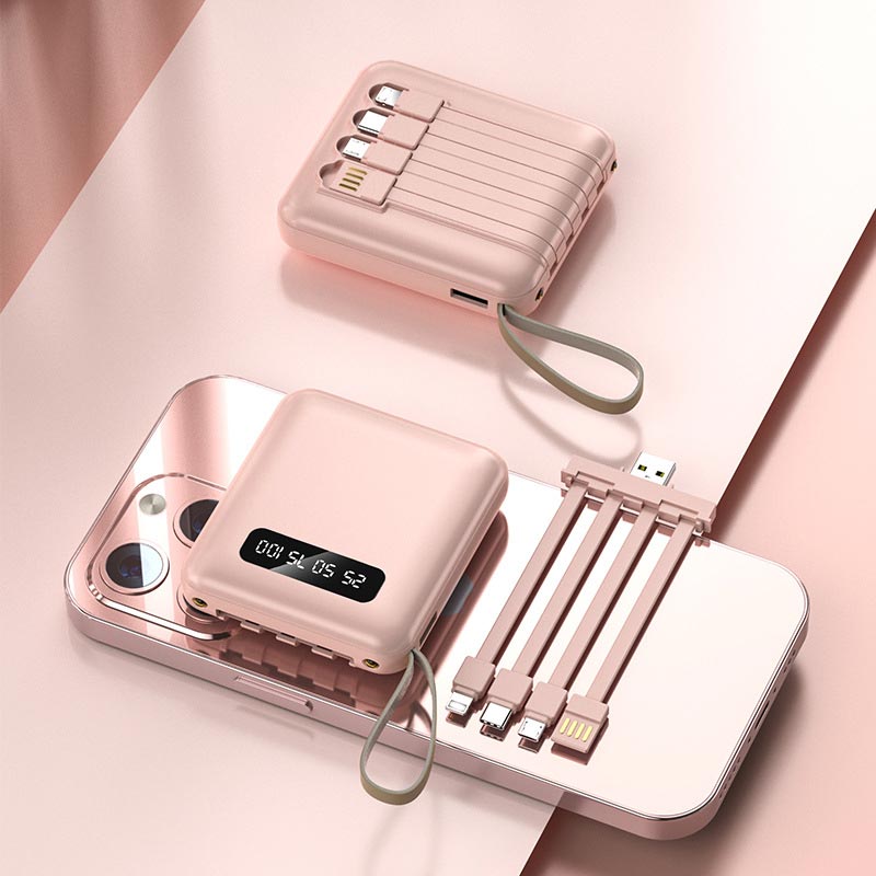 AeroCharge Fast Charge 20000mAh Mini Powerbank With Integrated Cables