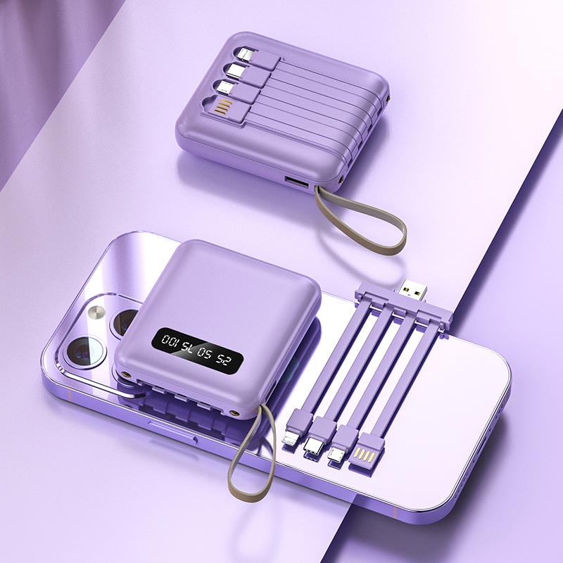 AeroCharge Fast Charge 20000mAh Mini Powerbank With Integrated Cables