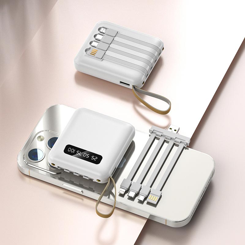 AeroCharge Fast Charge 20000mAh Mini Powerbank With Integrated Cables